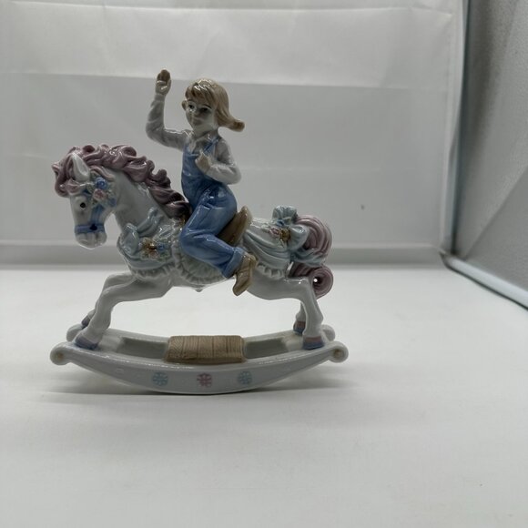 1992 PS (Paul Sebastian) Mexico, Girl On Rocking Horse Porcelain Figurine EUC - Picture 1 of 3